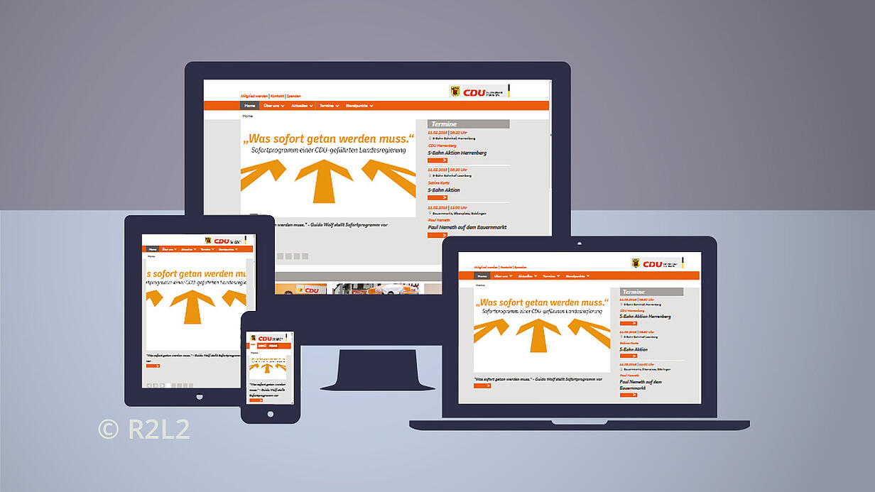 Responsive Webdesign Typo3 Startseite politische Partei Kreisverband